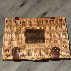 Wicker Picnic Basket with Leather Accents